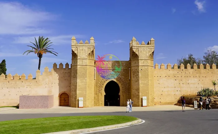 View of the Chellah ruins with a lush green landscape in Rabat, included in Morocco Tours & Transfers itineraries