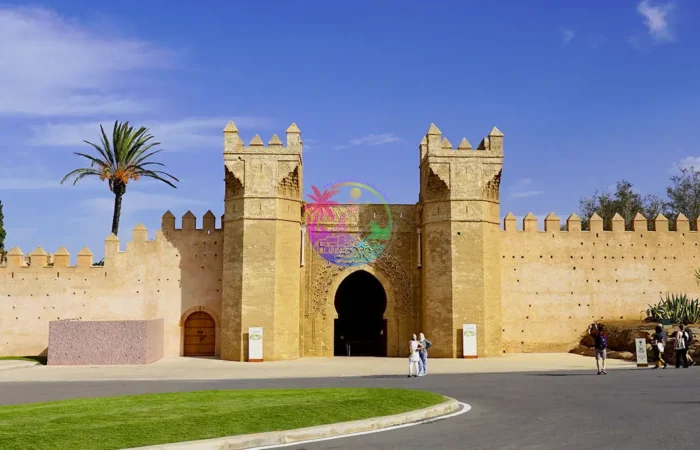 View of the Chellah ruins with a lush green landscape in Rabat, included in Morocco Tours & Transfers itineraries