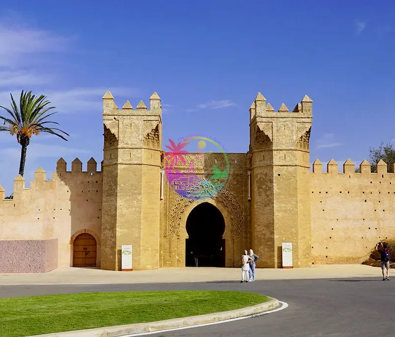 View of the Chellah ruins with a lush green landscape in Rabat, included in Morocco Tours & Transfers itineraries