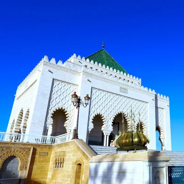 The Mausoleum of Mohammed V in Rabat, featured in Morocco Tours & Transfers’ cultural tours.