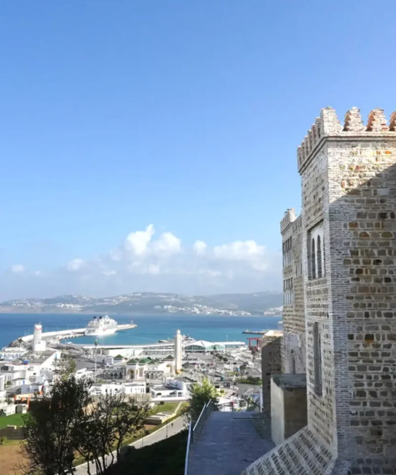 Panoramic view of Tangier from the Kasbah overlooking the port and sea